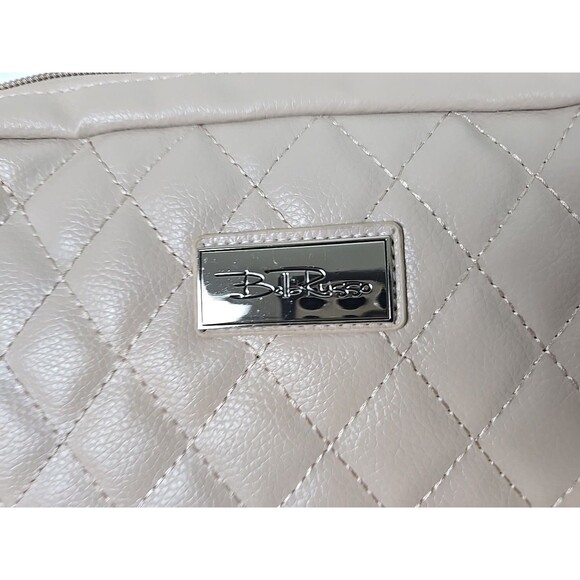 Bella Russo Shoulder Purse Beige Silver Chain Quilted Medium - Picture 4 of 7